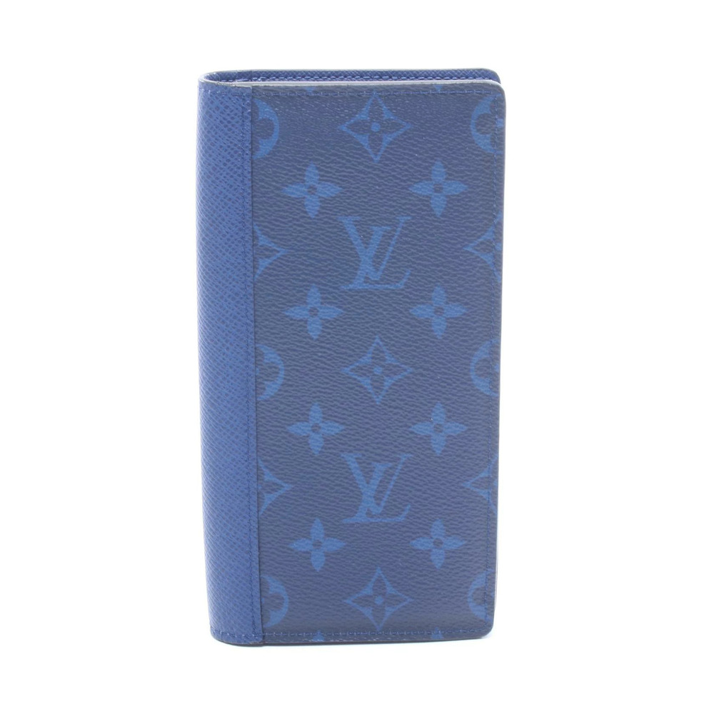 Louis Vuitton Portefeuille Brazza Bifold Wallet Leather Taigarama Cobalt Blue